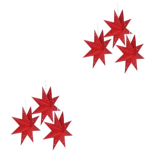 DOITOOL 6pcs Christmas Lanterns Grey Lampshade for Ceiling Paper Star Lantern Covers Hanging Pendants for Home Decorations