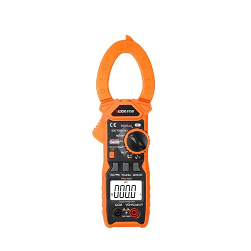 GuliTech VICTOR 615B Digital Clamp Meter Multimeter 5999 Counts, Measures AC/DC Voltage Current Resistance Capacitance Frequency Temperature Live Wire Diode Continuity Test (VICTOR 615B)