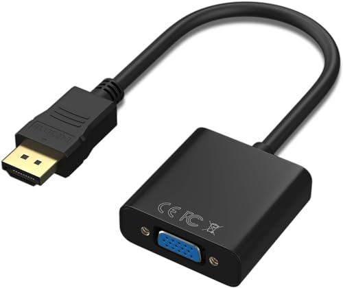 AYMBH Adaptador HDMI a VGA 1080P con soporte de audio, cable convertidor HDMI macho a VGA hembra para PC, portátil, monitor, escritorio, TV Box, Xbox, PS4 y más, Plug & Play, color negro