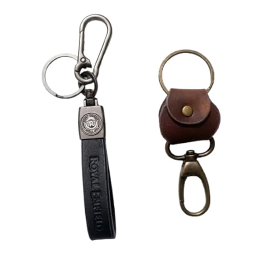 Image of Leather Strap Keychain, Embossed Logo Design, Durable Premium Key Ring for Bike Lovers & Gift Use