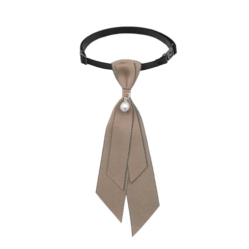 LJBFNN Bow Tie for Women Adjustable Womens Tie Girls Uniform Ties Pre Tied Womens Necktie with Artificial Pearl for School (peach navy)