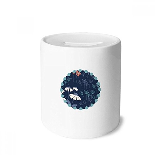 Tirelire en céramique fleur bleu poudre pour ranger la monnaie vide-poche