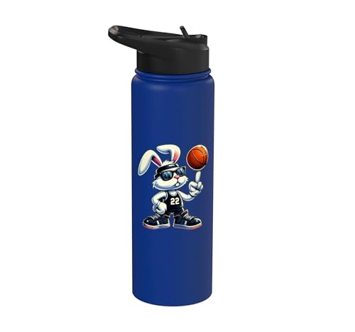 Happy Easter Bunny Basketball Kids Boys Sport Lover Girls Stainless Steel Insulated Water Bottle