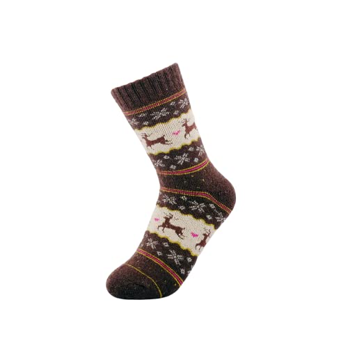 Image of JOYCA & CO. 3-5 Pairs Womens Multicolor Fashion Warm Wool Cotton Thick Winter Crew Socks
