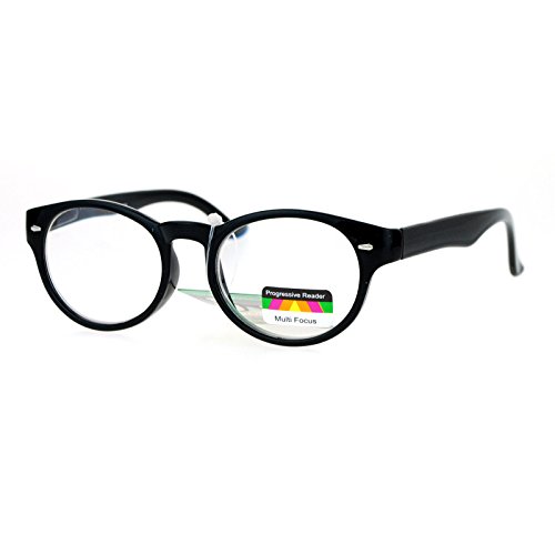 Multi Focus Progressive Reader Glasses 3 Powers in 1 Oval Round Black +2.75