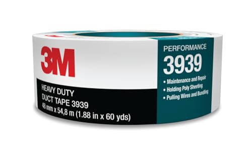 3M 3939 Heavy Duty Duct Tape, Silver, 1.88 in x 60 yd x 9.0 mil – Professional Grade Water-Resistant Duct Tape for Sealing, Holding, Bundling and Reinforcing, 1 Pack