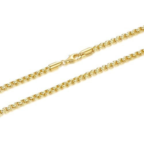 14K Gold Chain for Women Mens Necklace Chains 14K Gold Necklaces for Men Womens Necklaces 3.5mm Box Chain Necklace for Women Jewelry for Womens 16-30 in
