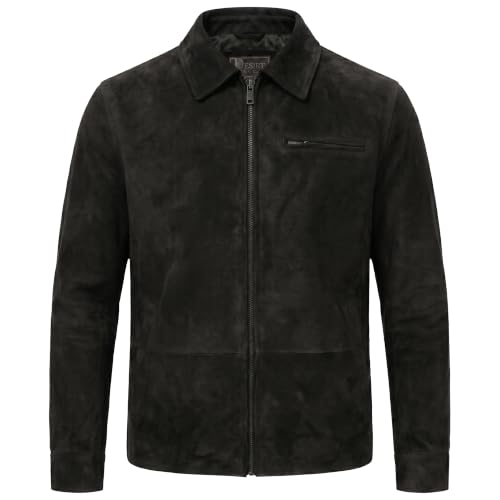 Image of Men's Suede Shirt Zipper Jacket Full Zip Casual Vintage Jackets Suede Leather Jackets for Mens