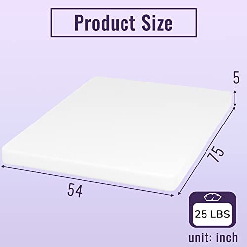Image of PayLessHere 5 Inch Memory Foam Mattress /Cooling Gel Bamboo Charcoal Infused Mattress /Medium Firm Mattresses /CertiPUR-US Certified /Bed-in-a-Box /Pressure Relieving Full Size,White