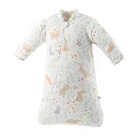 MIKAFEN Saco de Dormir para bebés, 3,5 TOG, Saco de Dormir para bebés Infantil de algodón orgánico, Diferentes tamaños Desde el Nacimiento hasta los 4 años (Conejo Blanco, 60-75 cm (3-7 Meses))