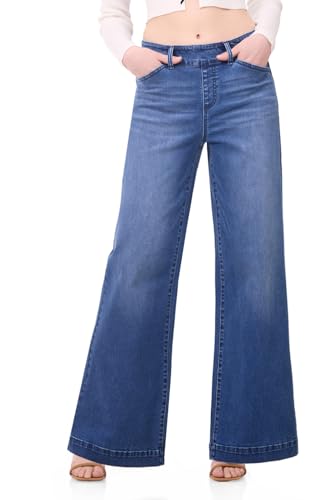 Women's Stretchy Pull-On Naomi Mid-Rise Wide Leg Jean