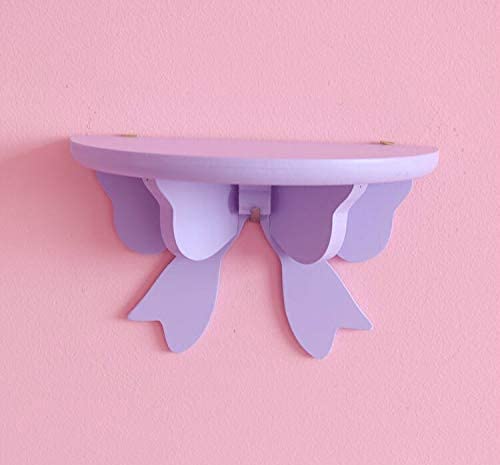 PEXIZUAN Kawaii Wood Floating Shelf - Kawaii Wall Decor for Pink Room - Purple