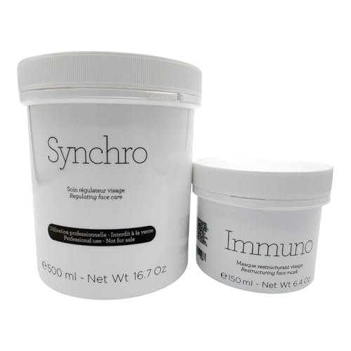 Gernetic Synchro Regulating Face Cream 500ml/16.7oz + Immuno Restructuring Face Mask 150ml/6.4oz - Hydrating Skincare Duo Set for All Skin Types
