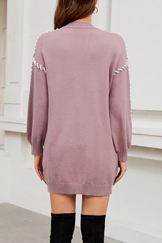 Image of Cakulo Womens Oversized Sweater Dress Color Block 2025 Fall Winter Long Sweaters Trendy Crewneck Knit Dresses