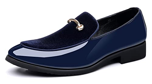 Santimon Mens Slip On Loafers Smoking Slipper Gold Buckle Moccasins Moccasins Casual Formal Business Wedding Shoes2