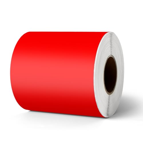 YIKIADA 感熱ラベルシール 赤 矩形タイプ A6サイズ相当 ラベルシール 100×150mm 250枚入り/巻 プリンター対応 感熱ロール紙 強粘着 ロール紙 ステッカー シール オフィス用 メモ 整理収納 勉強 落書き 宛名印刷 バーコード