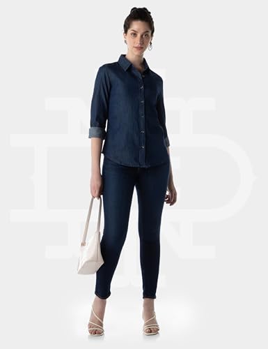 Image of INKD Women's Full Sleeve Casual Denim Shirt - 100% Cotton | Front Button Detailing | Regular Fit
