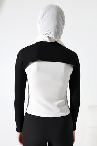 ihvan online, Women's Hijab Muslim Prayer Sleeve, Sleeves to Cover Arms for Women, Soft Stretchy Modest Hijab Arm Sleeves, Black Neck, Standard size