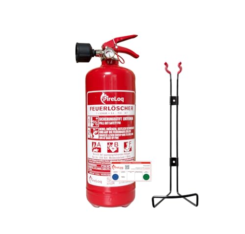 FireLoq 2L Fettbrandlöscher ABF 8A | 70B | 40F mit Prüfnachweis, Wandhalter und Manometer