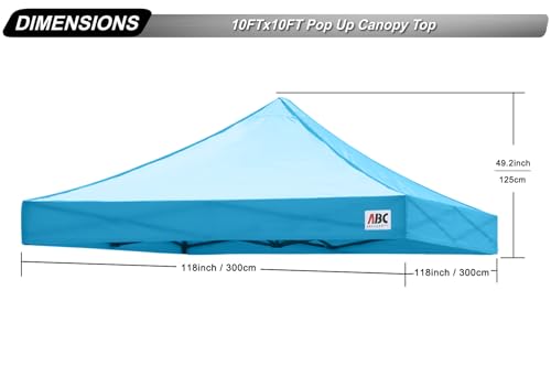 Image of ABCCANOPY Replacement Canopy Top for Pop Up Canopy Tent 10x10 Sky Blue