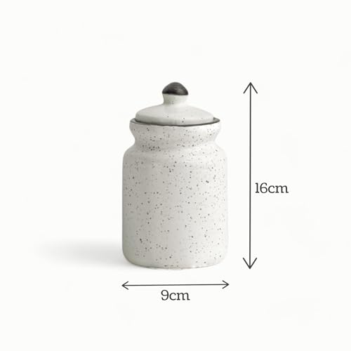 Image of Claymistry Multi Utility Ceramic Jar for Kitchen Storage with Lid, 500ML | 9cm * 9cm * 16cm | Matte, Ivory | Dry Fruits, Masala, Coffee, Tea, Snacks, Pickle Barni with lid | Dishwasher Safe, Set of 2