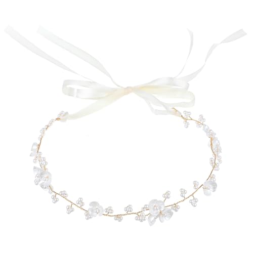 Prinzessin Weiße Blume Kopfschmuck Perlen Haarkleid, Haarschmuck für BlumenmäDchen,...