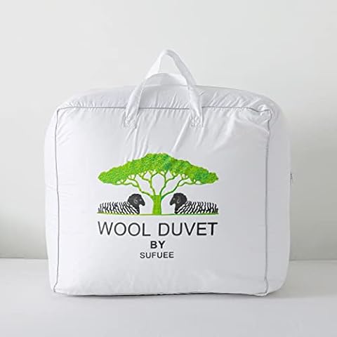 SUFUEE Double Size Duvet, 4.5 Tog Luxurious Wool Duvet, Fresh Ideas Washable Australian Wool Filled Quilt, 230T Soft Fabric Shell(Double size :200x200cm ) Cover