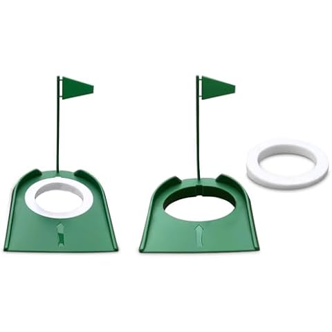 Golf Putting Cup 2 Pack/Set Plastic Golf Training Aid with Flag Putting Accuracy Trainer for Office Garage Yard Indoor Outdoor Practice Cover