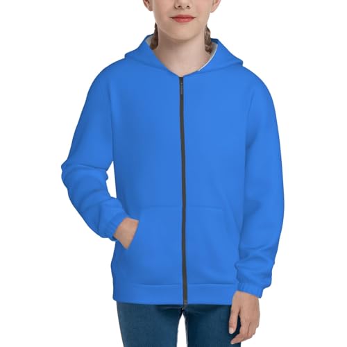 Dodgerblue Kid Hoodies Boys Zip Up Sweatshirts Girls Pullover with Pocket3