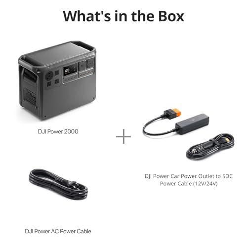 Image of DJI Power 2000 Portable Power Station, Car Power Outlet to SDC Power Cable (12V /24V), 2048Wh LFP Battery, Compact Size, 3000W Stable Output, Car Charging, Camping & RVs, Road Trip, Off-Grid