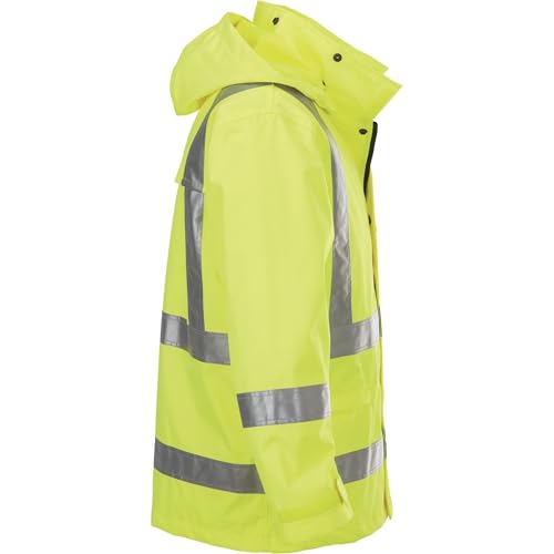 HV Men's Class 3 High Visibility 300 Denier Ripstop Waterproof Rain Jacket -Lime, XL3