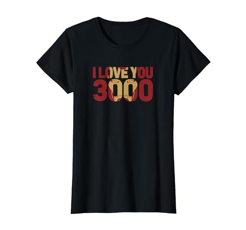 Image of Marvel Avengers Endgame Iron Man I Love You 3000 Text Fill T-Shirt, Women, Black, X-Small