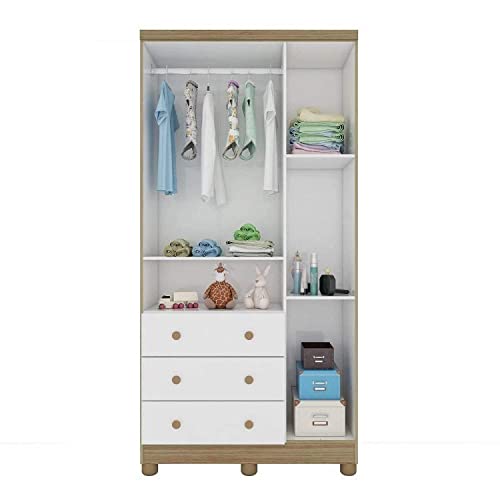 Quarto de Bebê Completo com Guarda Roupa 3 Portas Cômoda com Janela e 1 Berço Mimo Espresso Móveis