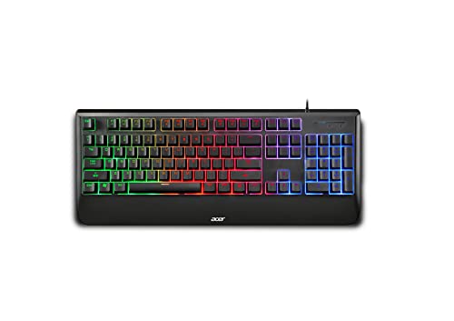 Acer klawiatura do gier COSMA-GK1300, przewodowa, półmechaniczna, układ włoski, system podświetlenia LED RGB, wbudowany podkładka pod nadgarstek, 105 klawiszy, 25 klawiszy anti-ghosting, 1.7-metrowy