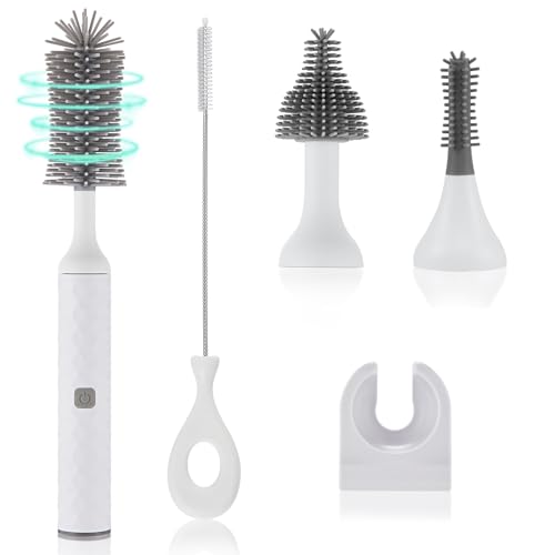 Image of biqin Electric Cleaning Brush Set 4 Piece Multi-Purpose Cleaner Brushes,360° high-Speed Rotation Cleaning,1500mAh,Waterproof IPX65,Perfect Household Cleaning Brushes(White)