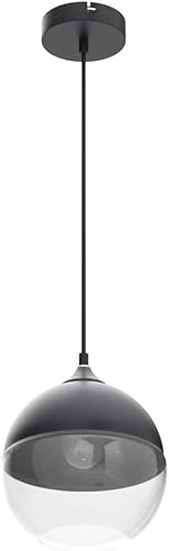 Miniatura 4 de Bewamf Moderna mini iluminación colgante con pantalla de cristal negro mate y gris Edison Loft ajustable para cocina, isla, restaurantes, hoteles,