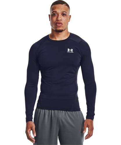 Under Armour Men's Armour HeatGear Compression Long-Sleeve T-Shirt , Midnight Navy (410)/White,...