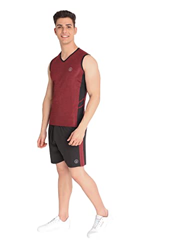 Image of CHKOKKO Men Polyester Printed Gym Co-Ord Sets Sleeveless Tank Top With Shorts