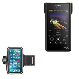 BoxWave Case Compatible with Sony NW-WM1A - JogBrite Sports Armband, High Visibility Safety Light LED Runners Armband - Bold Orange