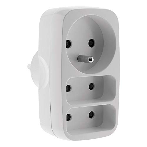 Multiprise Triplite 2x2P 6A + 1x2P+T 16A - Blanc - Zenitech