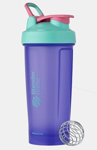 BlenderBottle Classic Loop Top Shaker Bottle, Perfect for Protein Shakes and Pre Workout 28-Ounce, FC Teal Purple (Neon Spring)