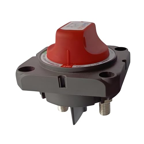 SEAFLO 300A Marine Battery Disconnect Switch, 2-Position Single Circuit ON/Off, 12V/24V/48V Heavy-Duty IP66 Waterproof Battery Isolator for Boat, RV and Auto, No Cover, 1-Pack, CE &amp; RoHS Certified