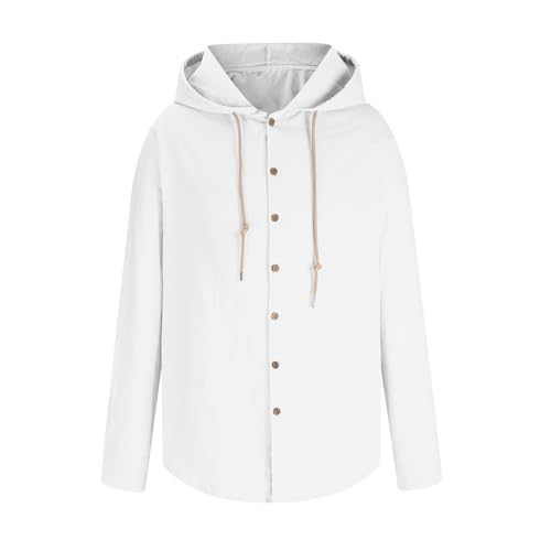 Mens Linen Long Sleeve Shirts with Hood Button Down Blouses Casual Beach Tops Lightweight Fashion Hoodies Clothing4