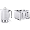 Russell Hobbs Inspire White Kettle and Toaster Set, 1.7 Litre Cordless Electric Kettle and Four Slice Toaster
