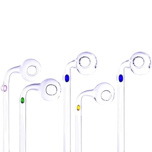 Guijinhao 5pcs Glass Oil Burner Clear Thick Pipe Oil Pipe Clear Thick Oil Pipe for Travel and Relaxation (Random Color) (C79-5)