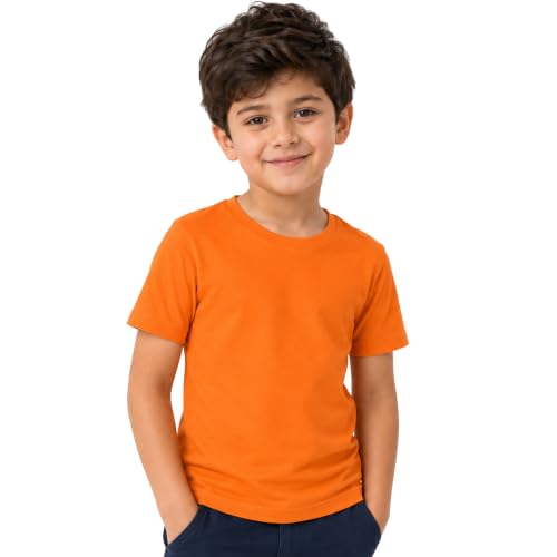 Image of Kids Round Neck Boys Tshirt | Short Sleeves | Natural Organic 100% Cotton Soft Comfortable Fabric | School Plain Color Original Branded Half Sleeve | T-Shirt for Boy Kid | Sleepwear Everyday Casual