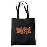 Stranger Things Vintage Fire Logo Bolsa de viaje reutilizable para comestibles, Negra