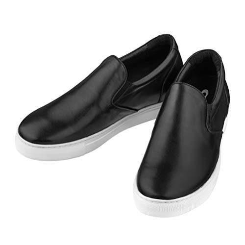 Image of CALTO Men's Invisible Height Increasing Elevator Shoes - Black Leather Slip-on Lightweight Casual Loafers - 2.4 Inches Taller - T1021 - Size 8 D(M) US