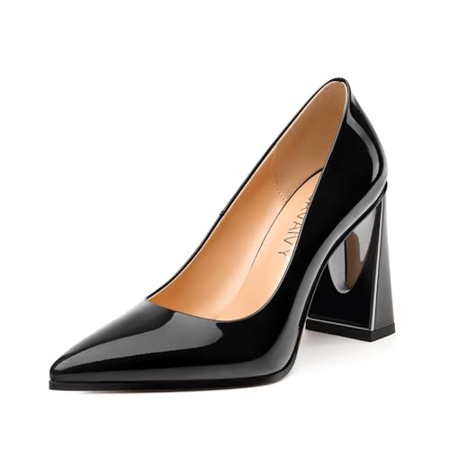 Women's Pumps, Pointed Toe Slip On High Heels, Fashion Chunky Heel Working Daily Office Wedding Party Shoes for Women