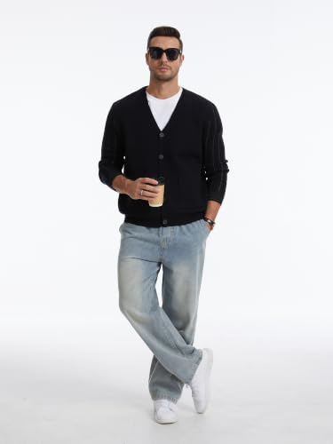 Image of Men's Cardigan Sweater Button Front V-Neck Long Sleeve Knit Sweaters